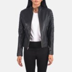 Adalyn Quilted Black Leather Biker Jacket