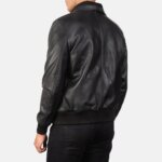 Air Rolf Black Leather Bomber Jacket