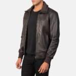 Air Rolf Brown Leather Bomber Jacket