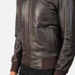 Air Rolf Brown Leather Bomber Jacket