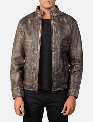 Alex Distressed Brown Leather Biker Jacket
