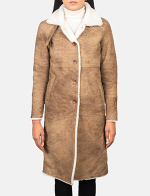 Alina Shearling Brown Leather Coat