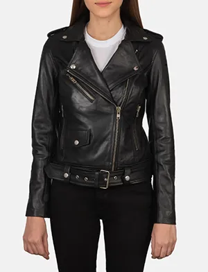 Alison Black Leather Biker Jacket