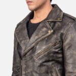 Allaric Alley Distressed Brown Leather Biker Jacket