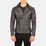 Armand Distressed Brown Leather Biker Jacket