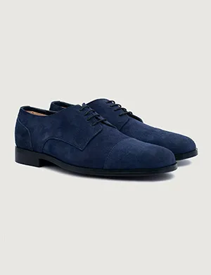 Attorney Derby Midnight Blue Suede Leather Shoes