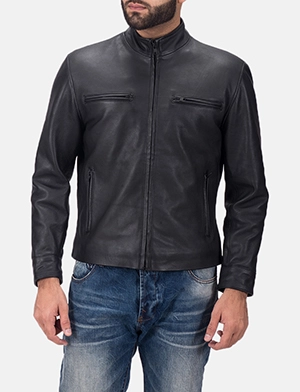 Austere Matte Black Leather Biker Jacket
