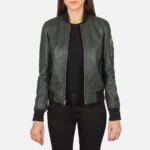 Ava Ma-1 Green Leather Bomber Jacket