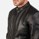 Avan Black Leather Bomber Jacket