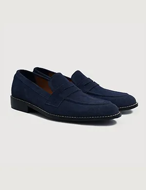 Baxton Blue Suede Leather Loafers