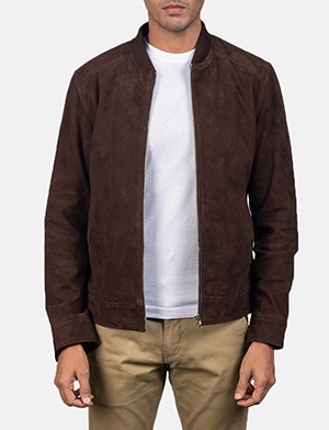 Blain Mocha Suede Bomber Jacket