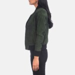 Bliss Green Suede Bomber Jacket