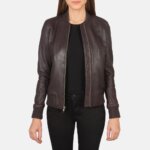 Bliss Maroon Leather Bomber Jacket