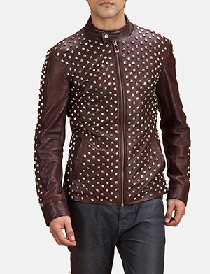 Blix Bono Maroon Leather Biker Jacket