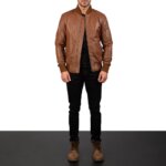 Bomia Ma-1 Brown Leather Bomber Jacket