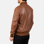 Bomia Ma-1 Brown Leather Bomber Jacket