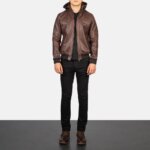 Bouncer Biz Brown Leather Bomber Jacket