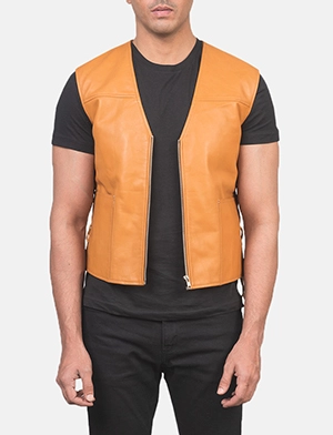 Brandon Tan Brown Leather Vest