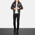 Bravado Brown Hooded Leather Bomber Jacket