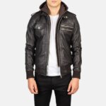 Bravado Brown Hooded Leather Bomber Jacket