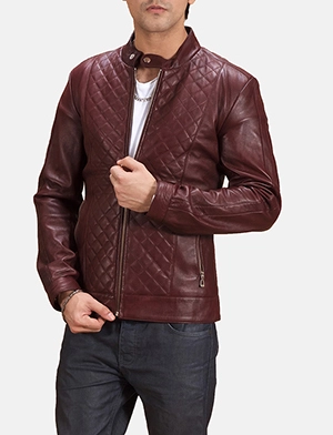 Burgunn Dee Maroon Leather Biker Jacket