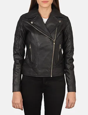 Carolyn Quilted Black Biker Jacket