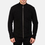Charcoal Black Suede Biker Jacket