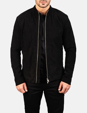 Charcoal Black Suede Biker Jacket