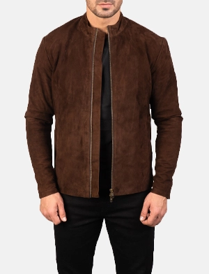 Charcoal Mocha Suede Biker Jacket