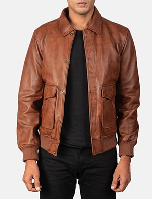 Coffmen Brown A2 Leather Bomber Jacket