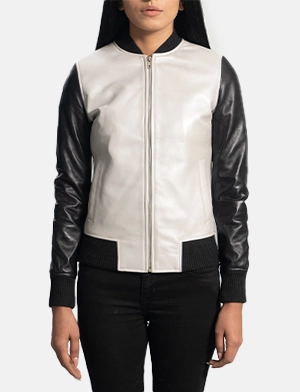 Cole Silver Leather Bomber Jacket