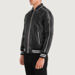 Cooper Black Leather Varsity Jacket