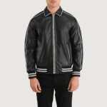 Cooper Black Leather Varsity Jacket