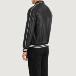 Cooper Black Leather Varsity Jacket