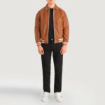 Cooper Tan Brown Leather Varsity Jacket