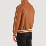 Cooper Tan Brown Leather Varsity Jacket