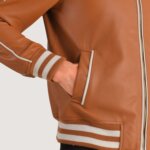 Cooper Tan Brown Leather Varsity Jacket