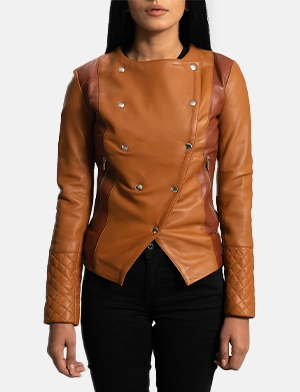 County Tan Overlap Leather Jacket