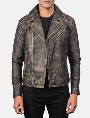 Danny Quilted Brown Leather Biker Jacket