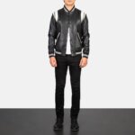 Dantee Black Leather Varsity Jacket