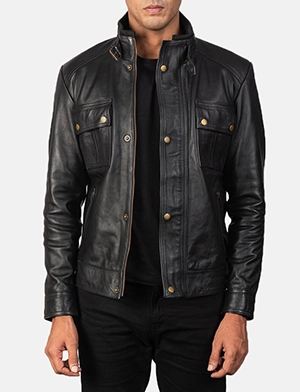 Darren Black Leather Biker Jacket