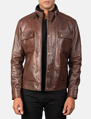 Darren Brown Leather Biker Jacket