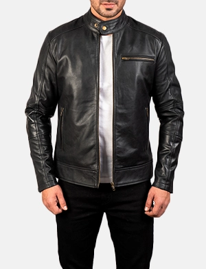 Dean Black Leather Biker Jacket