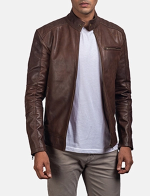 Dean Brown Leather Biker Jacket
