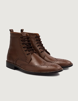 Duster Brogues Derby Brown Leather Boots
