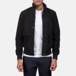 Eaton Black Suede Bomber Jacket