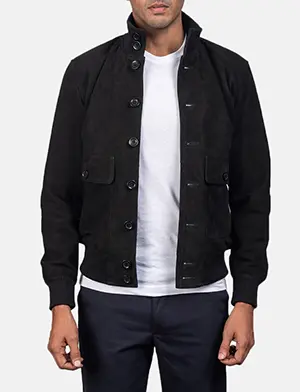 Eaton Black Suede Bomber Jacket
