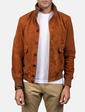 Eaton Brown Suede Bomber Jacket