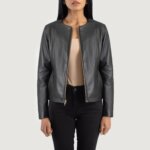 Elixir Black Collarless Leather Jacket