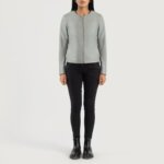 Elixir Grey Collarless Leather Jacket